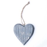 Keystone Candle Wood Hanging Heart Grey