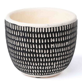 Keystone Candle Cream And Black Patterned Pots