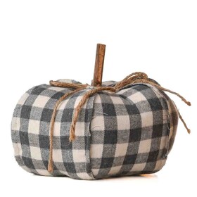 Keystone Candle CH-CS38330 Stuffed Pumpkin with Gray Check Pattern Large