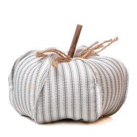 Keystone Candle CH-CS38433 Stuffed Pumpkin with Ticking Stripe Pattern