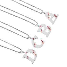 Aspire Letter Baseball Pendant Necklace 26 Letters Stainless Steel with Pearl Chain for Men Women