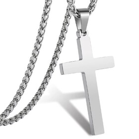 Aspire Men Layered Cross Necklace Stainless Steel Pendant Necklace for Men Hip Hop Snake Chain Necklace Steel Black Gold Color for Men Women 23.6 Inch