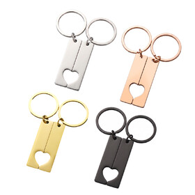 Muka Stainless Steel Blank Keychain Heart Bar Pendant 50 x 12 x 1.8mm with Key Rings in Multiple Colors