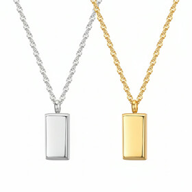 Muka Geometric Titanium Steel Gold Bar Pendant Necklace Unisex Fashion Accessory