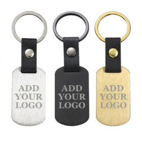 Muka Custom Stainless Steel Military Tag Leather Keychain with Metal Ring for Everyday Carry
