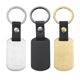 Muka Stainless Steel Military Tag Leather Keychain with Metal Ring for Everyday Carry