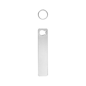 Muka Stainless Steel Blank Rectangle Keychain with Ring, 1.97" x 0.4" Key Ring Clasp