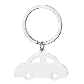 MUKA Blank Stainless Steel Keychain in the Shape of an Airplane, House, or Car for Engraving, with a One-hole and 30 mm Chrome Circle