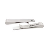 Muka Personalized Stainless Steel Tie Clip, Engraved Letter Name Date 1.97 Inch