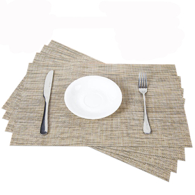 GOGO 4PCS Non-Slip Protective PVC Place Mats Non-Spill Heat Resistant Tablemat with Plastic Cover
