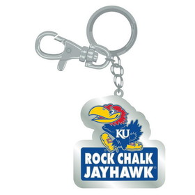 NCCA Kansas Jayhawks Keychain Zamac Tagline Rock Chalk Jayhawk
