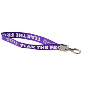 NCCA TCU Horned Frogs Wristlet Lanyard Tagline Fear The Frog Purple