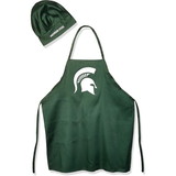 NCCA Michigan State Spartans Apron & Chef Hat Set Green