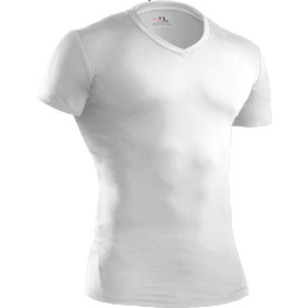 Under Armour 1216010100LG Tactical V-Neck Compression Heatgear Tee, White, Large