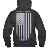 Thin Blue Line Hoodie - Honor/Respect, Thin Blue Line Flag