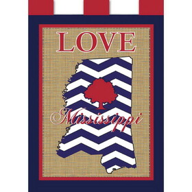 Dicksons 00871 Flag Love Mississippi Burlap 29X42