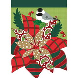 Dicksons 01477 Flag Poinsettia Burlap Polyester 13X18