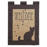 Dicksons 01817 Flag Welcome Cat Burlap Polyester 13X18