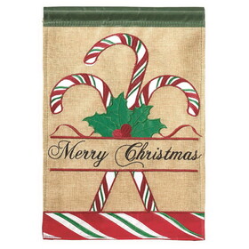 Dicksons 01862 Flag Candy Cane Burlap Polyester 13X18