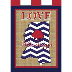 Dicksons 01871 Flag Love Mississippi Burlap 13X18