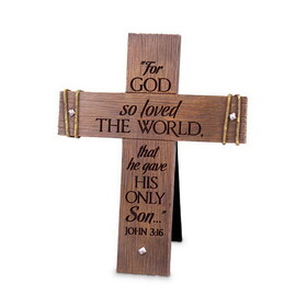 Dicksons 11248 Tabletop Cross For God Loved World Brown
