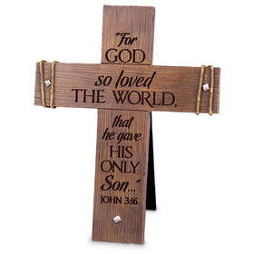 Dicksons 11448 Tabletop Cross For God Loved Rugged 9.5"