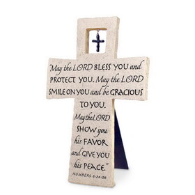 Dicksons 11802 Tabletop Cross Bless You Caststone 10:H