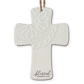 Dicksons 12156 Christmas Ornament Cross Lace Blessed