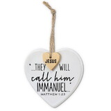 Dicksons 12638 Ornament Heart Tag Immanuel Twine Hanger