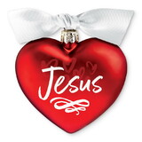 Dicksons 12731 Ornament Heart Jesus Red Ribbon Hang