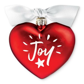 Dicksons 12733 Ornament Heart Joy Red Ribbon Hang