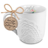 Dicksons 18458 Mug Lace Textured Joyful White 16 Oz