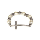 Dicksons 30-4901T Bracelet Cz Cross With Pearl Sil Plt