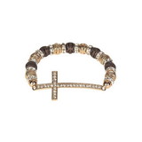 Dicksons 30-4903T Bracelet Cz Cross With Beads Gld Plt