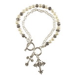 Dicksons 30-4951T Bracelet Silverplate Crosses With Pearls