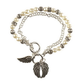 Dicksons 30-4952T Bracelet Silverplate Angel Wings Pearls
