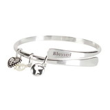 Dicksons 30-4968T Wire Wrap Bangle Blessed With Pearl