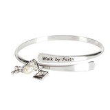 Dicksons 30-4969T Wire Wrap Bangle Walk By Faith/Pearl