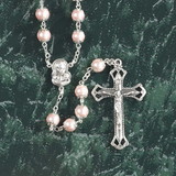 Dicksons 32-0747 Rosary Pnkfaux Pearl/Gls Madonna 8Mm 23