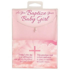 Dicksons 35-8071 Necklace Baptize Baby Girl Puff Cross Ps