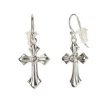 Dicksons 35-8191 Earrings Silver Pl Flare Cross W/Crystal
