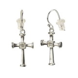 Dicksons 35-8193 Earrings Silver Pl Cross With Endcaps
