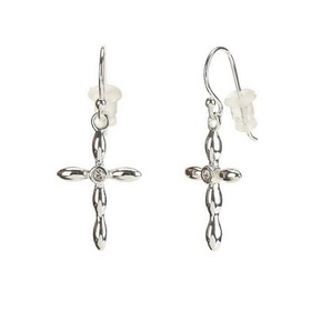 Dicksons 35-8195 Earrings Silver Pl Petal Cross W/Crystal