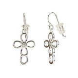 Dicksons 35-8196 Earrings Silver Pl Open Petal Cross