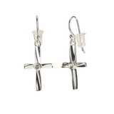 Dicksons 35-8198 Earrings Silver Pl Rbbon Cross W/Crystal