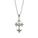 Dicksons 35-8204 Silver Pl Fancy Bud Cross Necklace