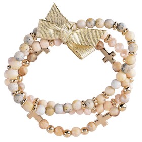 Dicksons 35-8480T Bracelet Triple Crosses Ecru Beads