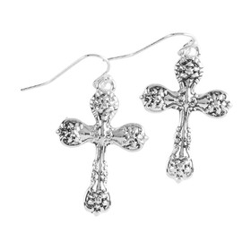 Dicksons 35-8601 Earrings Silver Plate Spoon Crosses