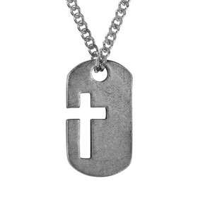 Dicksons 37-9412 Dogtag Cross Pewter Necklace 24"Ch