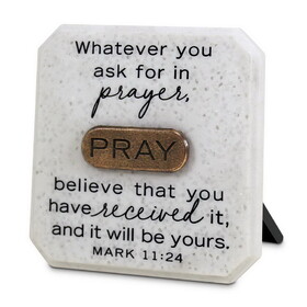 Dicksons 40361 Tabletop Copper Stone Plaque Pray 3.75"H